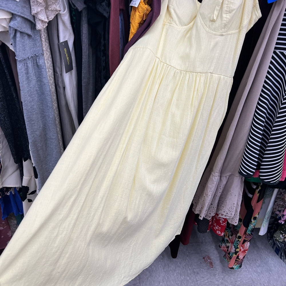 LC Lauren Conrad Light Yellow Midi Dress